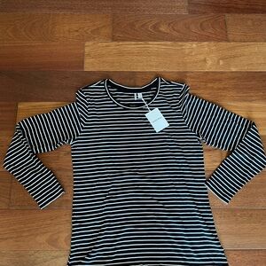 Nordstrom Fitted Black and White Long Sleeve Tee - L 100% cotton